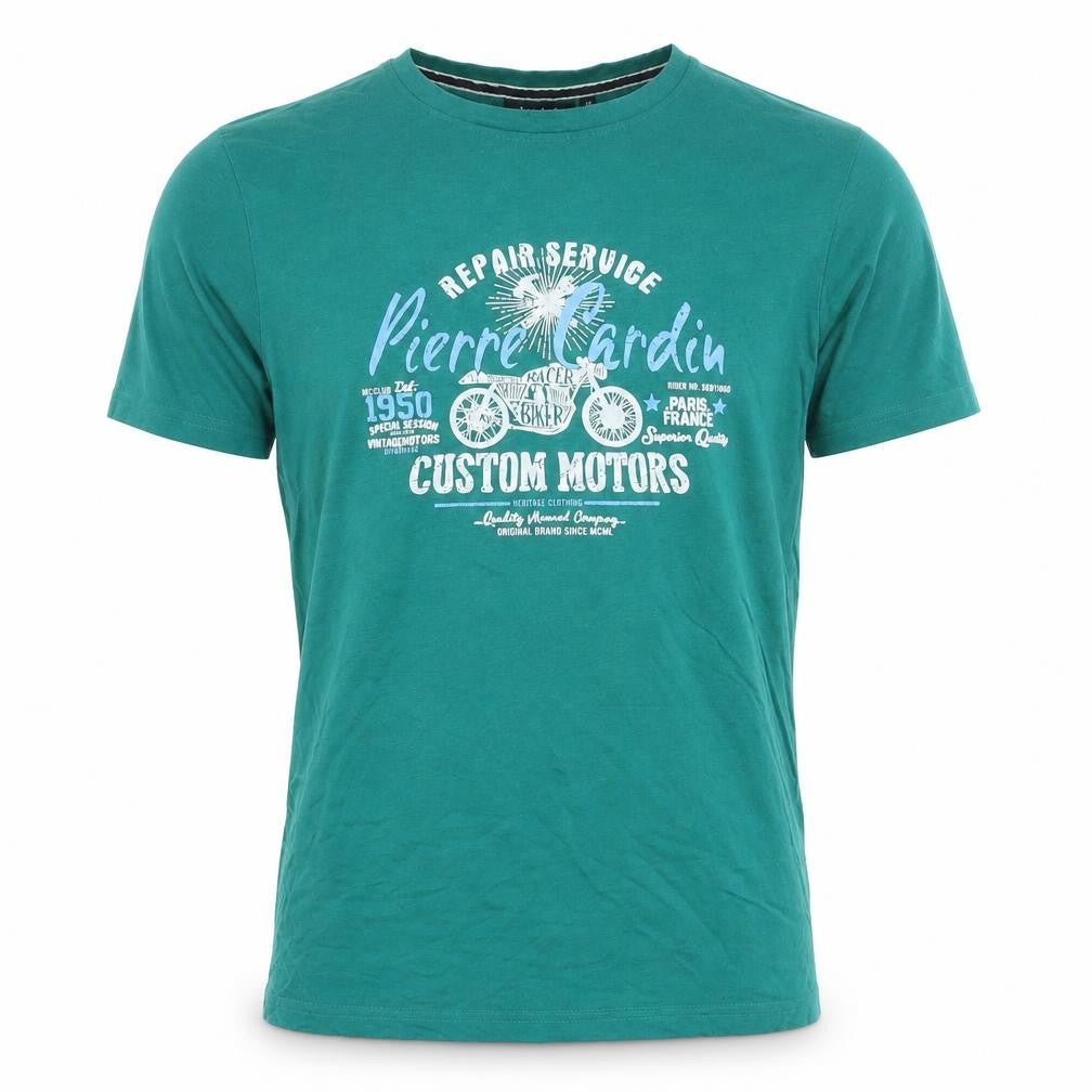 Pierre Cardin Men's Green Biker Graphic T-Shirt M