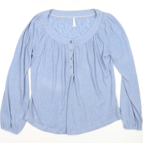Marks and Spencer Women's Blue Size 10 Button-Up Top