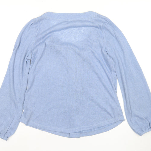 Marks and Spencer Women's Blue Size 10 Button-Up Top