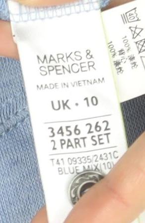 Marks and Spencer Women's Blue Size 10 Button-Up Top