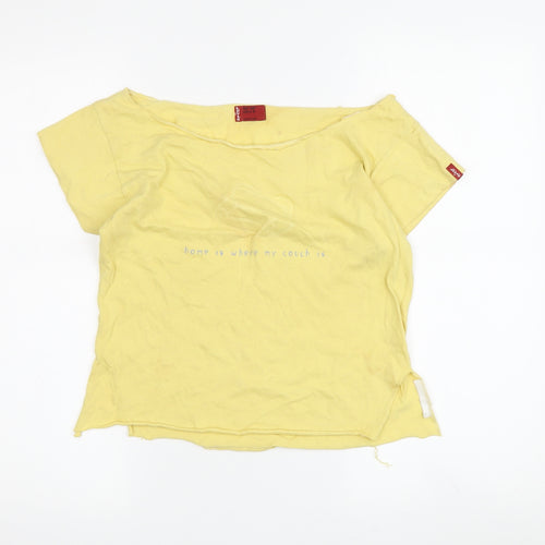 Levi's Girls Yellow Cotton T-Shirt, M, Casual Spring Top