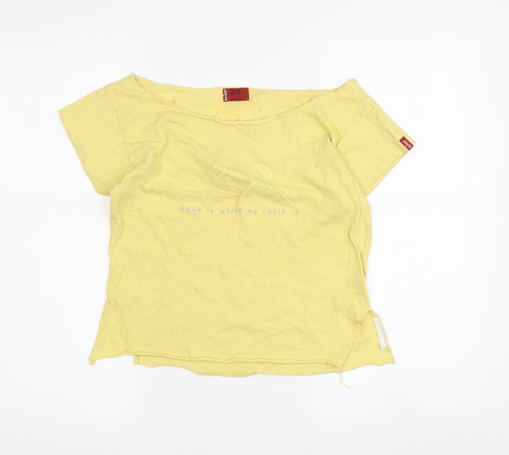 Levi's Girls Yellow Cotton T-Shirt, M, Casual Spring Top