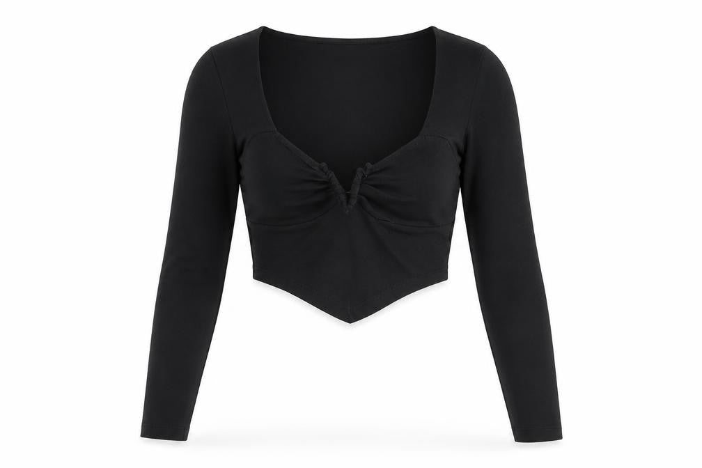 Front view of ASOS Design Women's Black Cropped Top, size 10