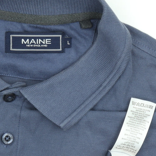 Maine New England Men's Blue Polo Shirt Large Casual