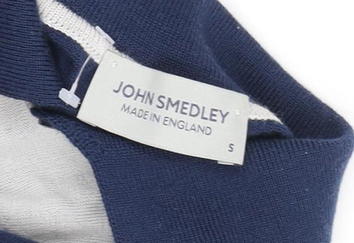 John Smedley Men's Blue Colourblock Polo Shirt S