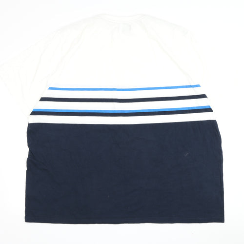 Maine Men's 3XL White Blue Striped T-Shirt