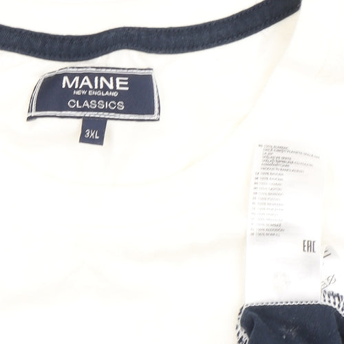 Maine Men's 3XL White Blue Striped T-Shirt