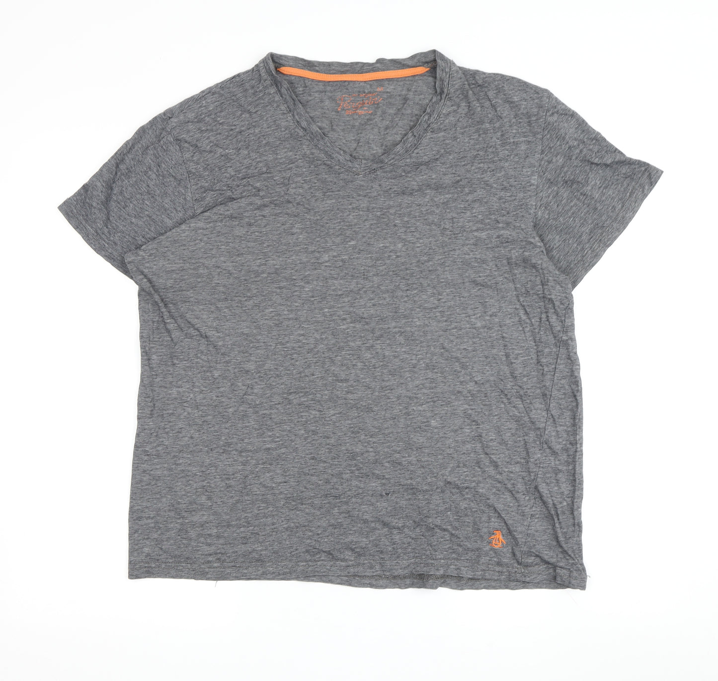 Original Penguin Men's Grey V-Neck T-Shirt M
