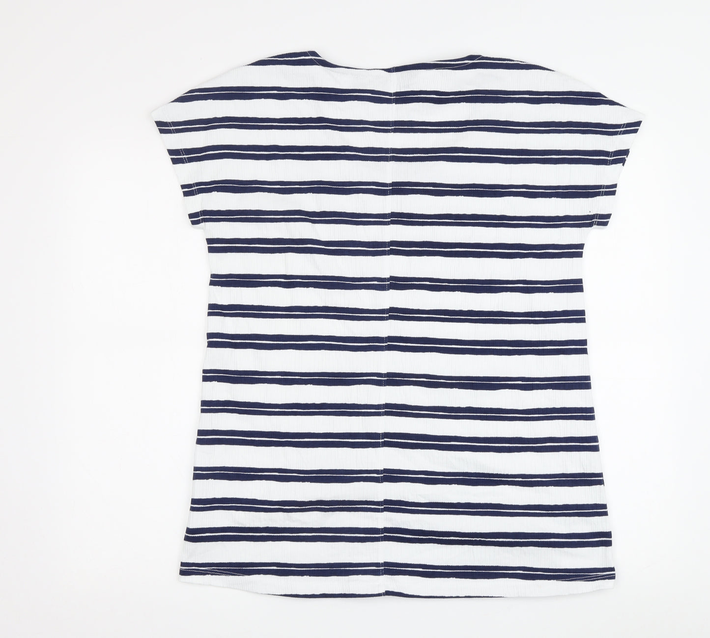 Lands' End Women's White Blue Striped T-Shirt, M