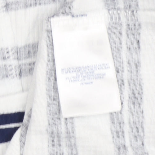 Lands' End Women's White Blue Striped T-Shirt, M