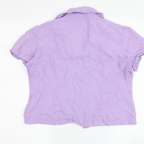 Wallis Women's Purple Button-Up Shirt Size 14 Petite
