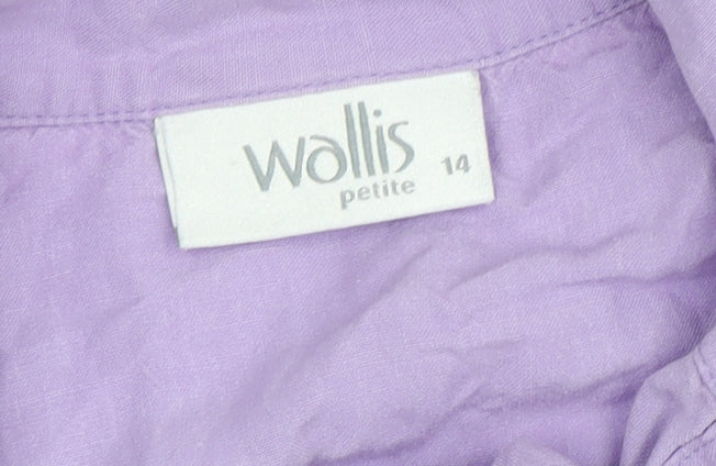 Wallis Women's Purple Button-Up Shirt Size 14 Petite