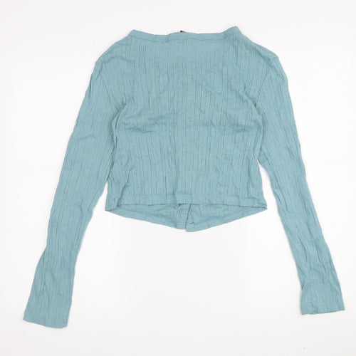 Urban Outfitters Women's Blue Cropped Button-Up S