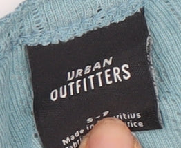 Urban Outfitters Women's Blue Cropped Button-Up S