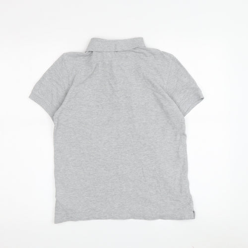 Benetton Boys Grey Polo Shirt 2XL Short Sleeve Logo Accent
