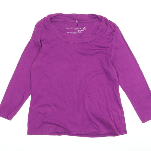Laura Ashley Women's Purple Long Sleeve Basic T-Shirt Size 16