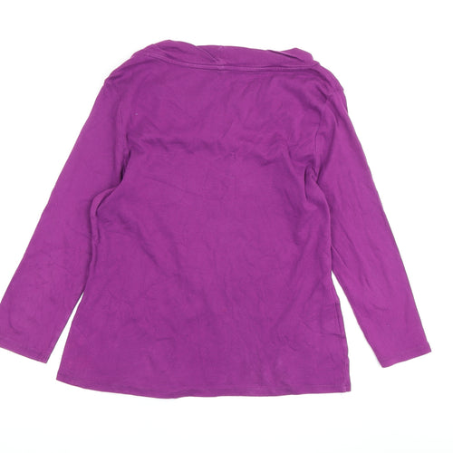 Laura Ashley Women's Purple Long Sleeve Basic T-Shirt Size 16