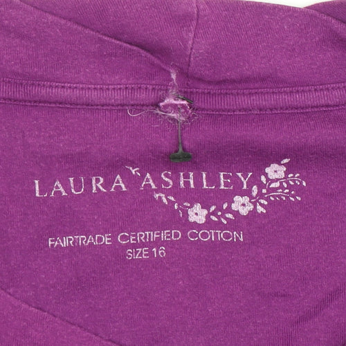 Laura Ashley Women's Purple Long Sleeve Basic T-Shirt Size 16