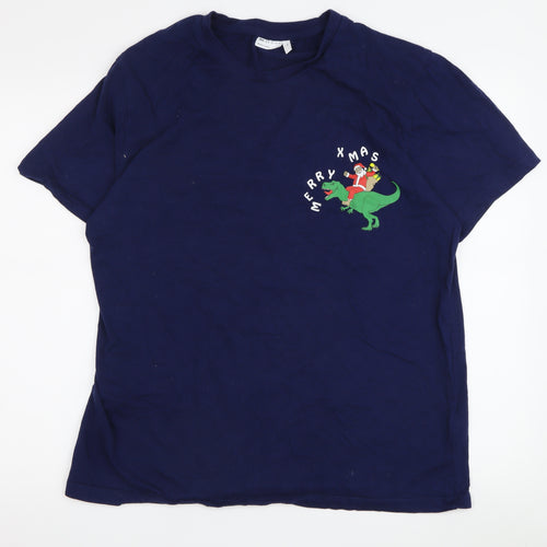 ASOS DESIGN Men's Blue Christmas T-Shirt XL