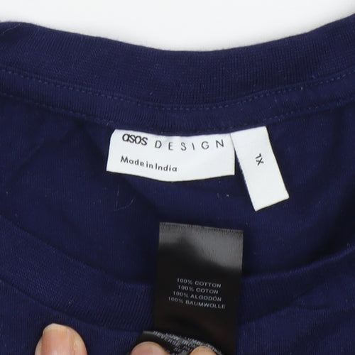 ASOS DESIGN Men's Blue Christmas T-Shirt XL