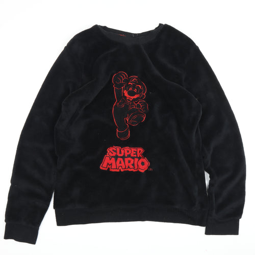 Super Mario Boys Black L Pyjama Top Velour Long Sleeve Gaming