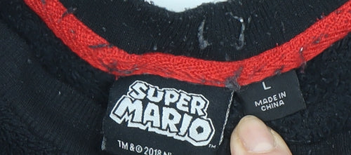 Super Mario Boys Black L Pyjama Top Velour Long Sleeve Gaming