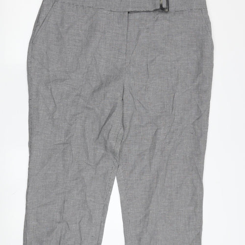 Women's Grey Cropped Trousers, Size 18, Belted