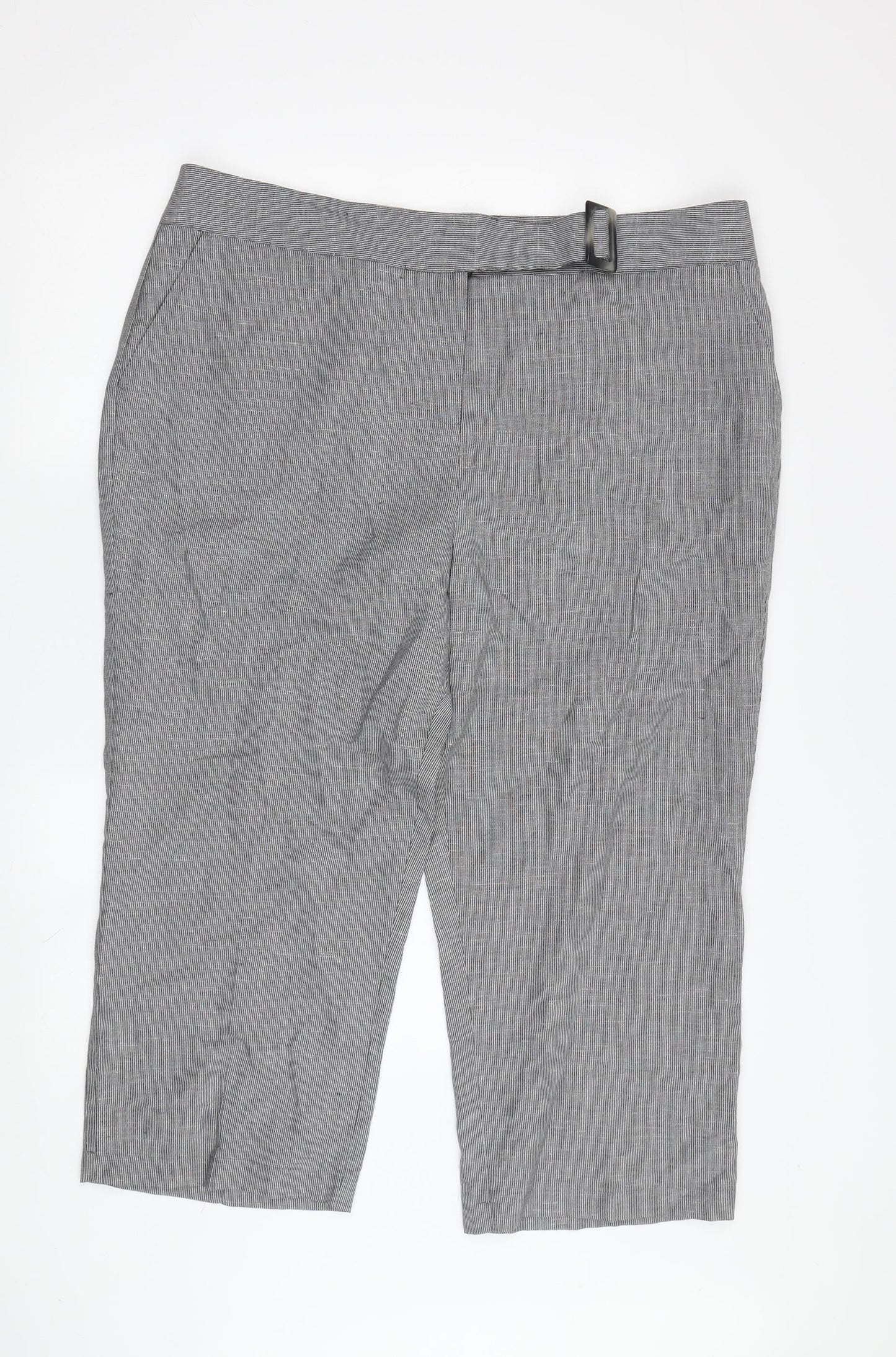 Women's Grey Cropped Trousers, Size 18, Belted