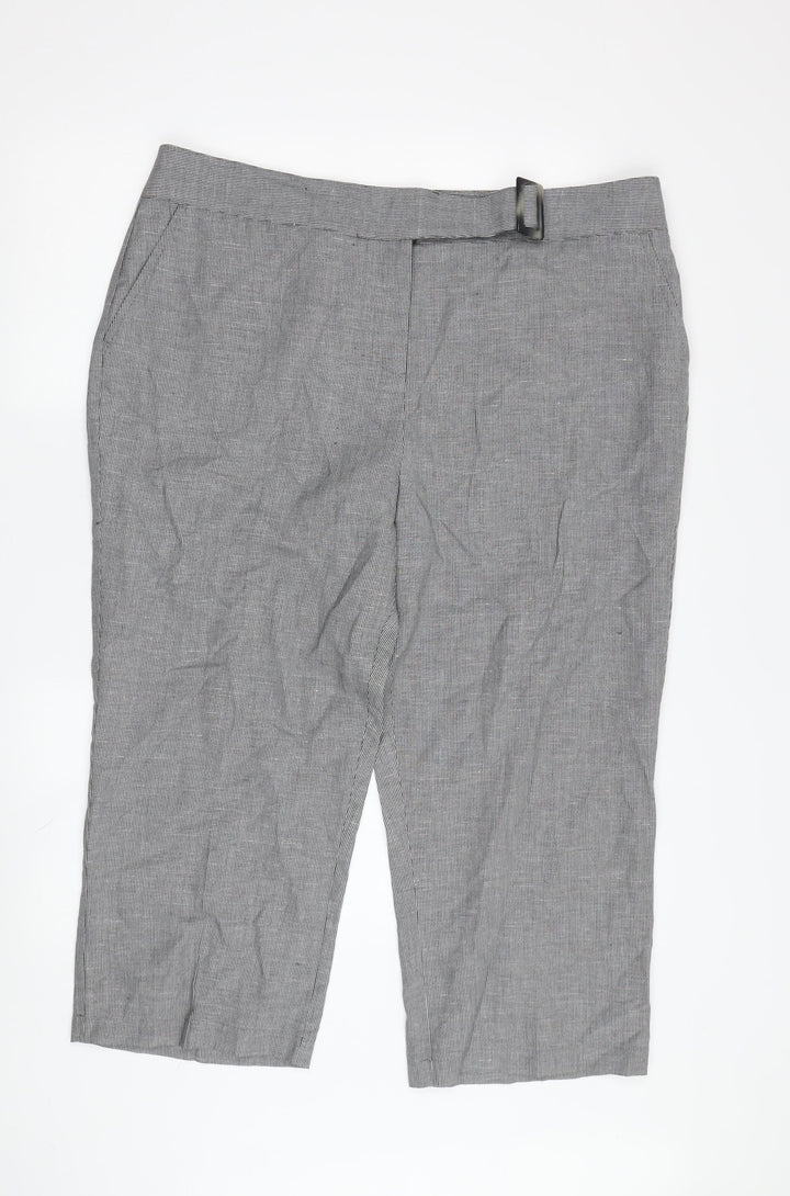 Women's Grey Cropped Trousers, Size 18, Belted
