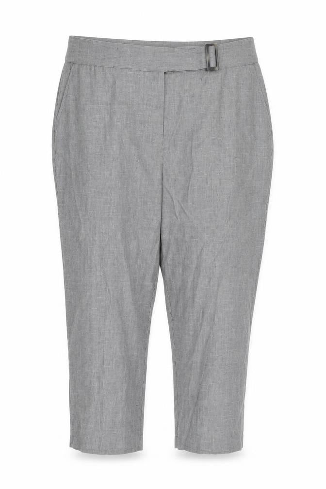 Front view of Per Una Women's Grey Cropped Trousers, size 18, Belted