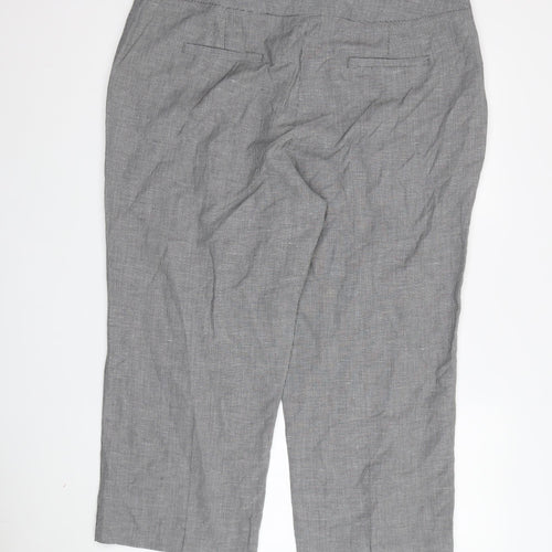 Women's Grey Cropped Trousers, Size 18, Belted