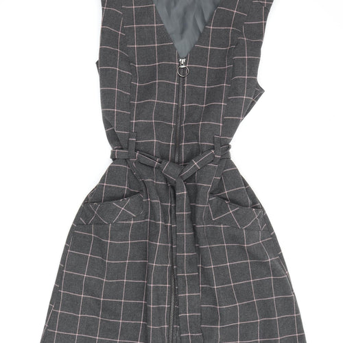 Oasis Women's Grey Check Pinafore Dress Size 10