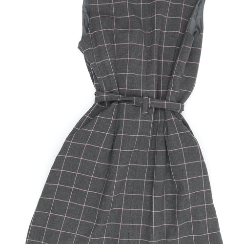 Oasis Women's Grey Check Pinafore Dress Size 10
