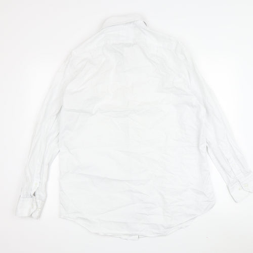 T.M. Lewin Men's White Polka Dot Shirt, Size 16 Regular Fit