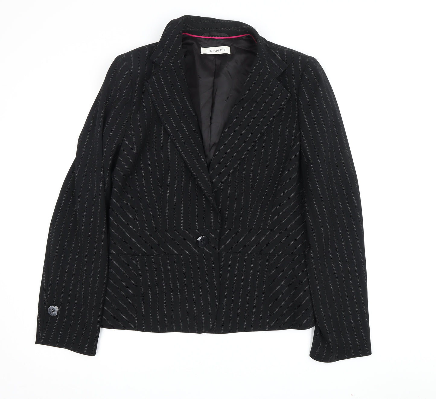 Planet Women's Black Stripe Blazer Size 12 Business Jacket