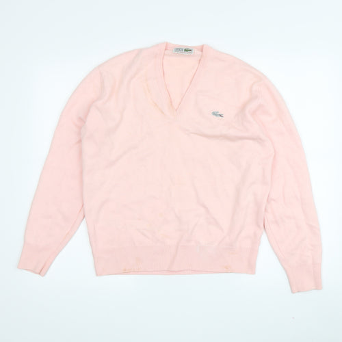 Lacoste Women's Pink V-Neck Pullover Jumper Size 6