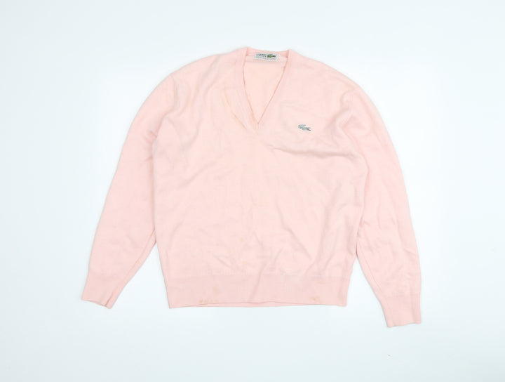 Lacoste Women's Pink V-Neck Pullover Jumper Size 6