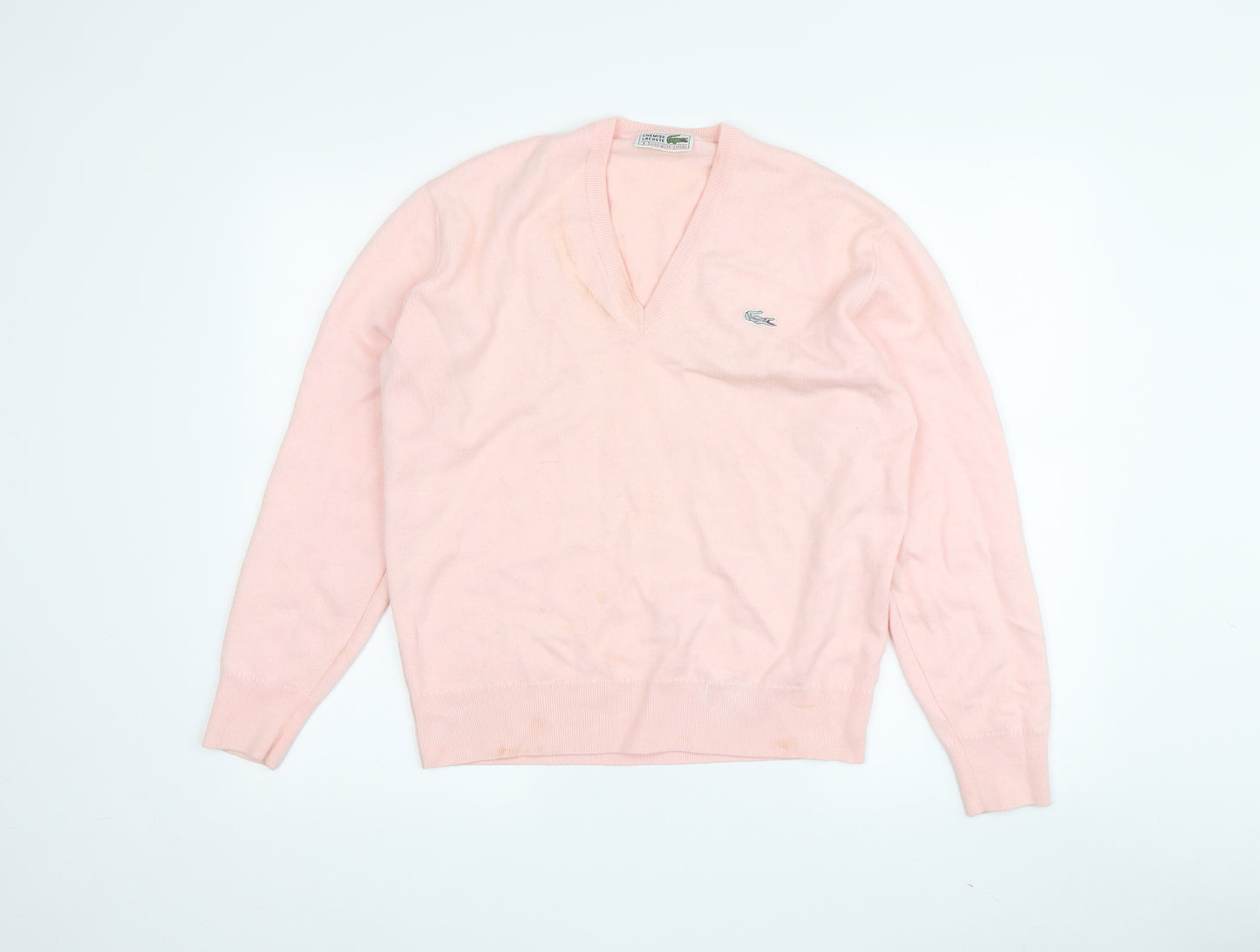 Lacoste Women's Pink V-Neck Pullover Jumper Size 6