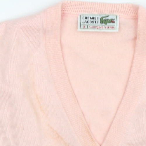 Lacoste Women's Pink V-Neck Pullover Jumper Size 6
