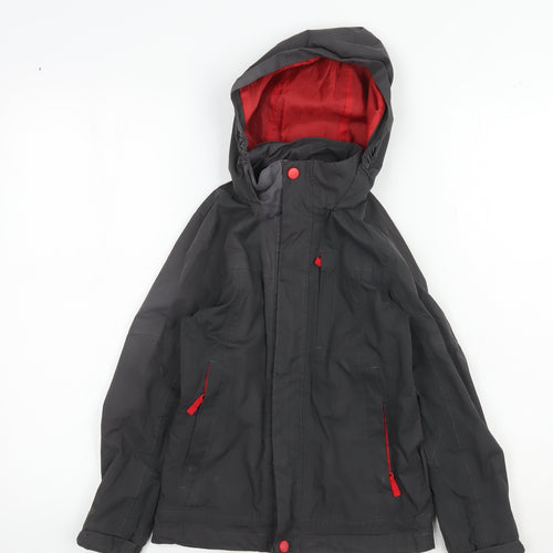 Peter Storm Boys Black Parka Coat 7-8 Years Hooded Winter Casual