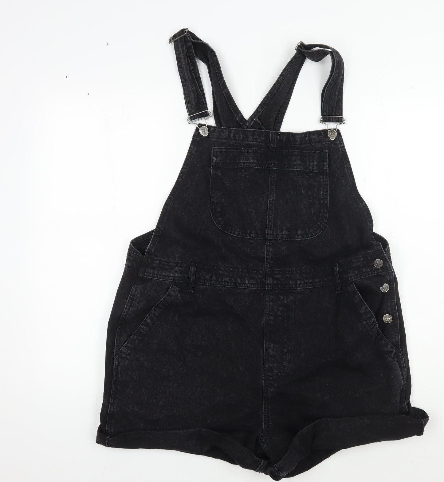 Topshop Women's Black Denim Dungaree Size 16 Casual