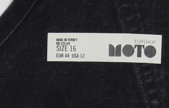 Topshop Women's Black Denim Dungaree Size 16 Casual