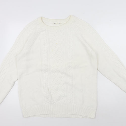 GAP Women's White Cable-Knit Pullover Jumper XL