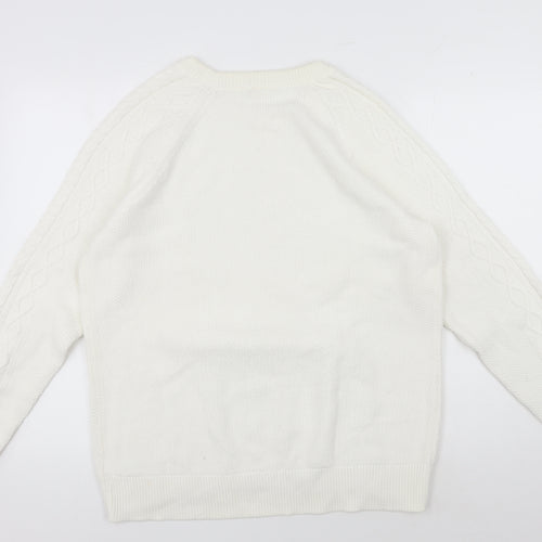 GAP Women's White Cable-Knit Pullover Jumper XL