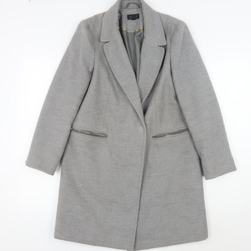 Topshop Women's Grey Overcoat, Size 8, Elegant Workwear