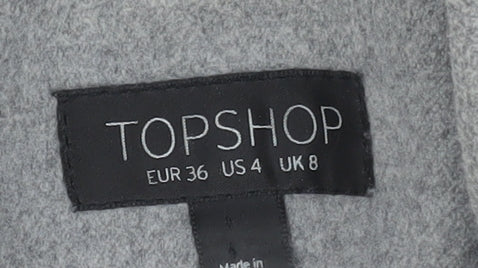 Topshop Women's Grey Overcoat, Size 8, Elegant Workwear