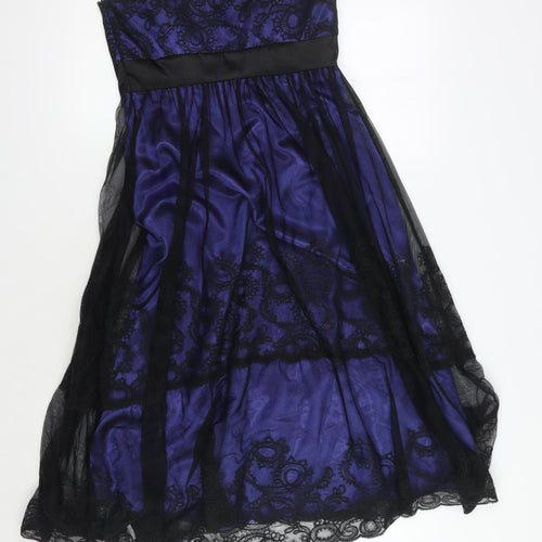 Monsoon Women's Black Blue Lace Strapless Dress Size 10