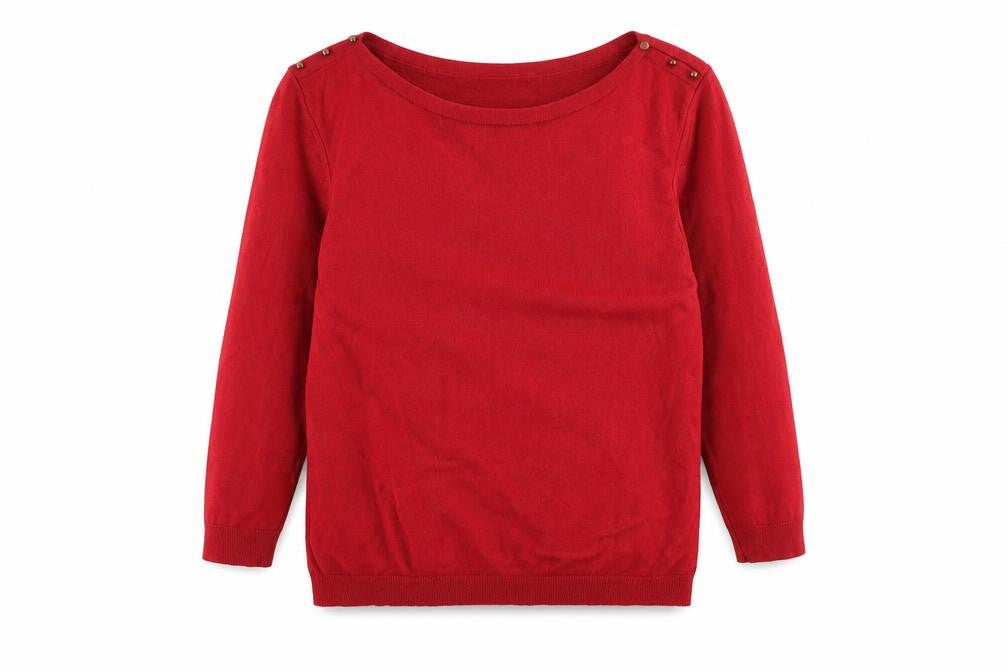 Front view of Monsoon Women's Red jumper, size 10, Boat Neck