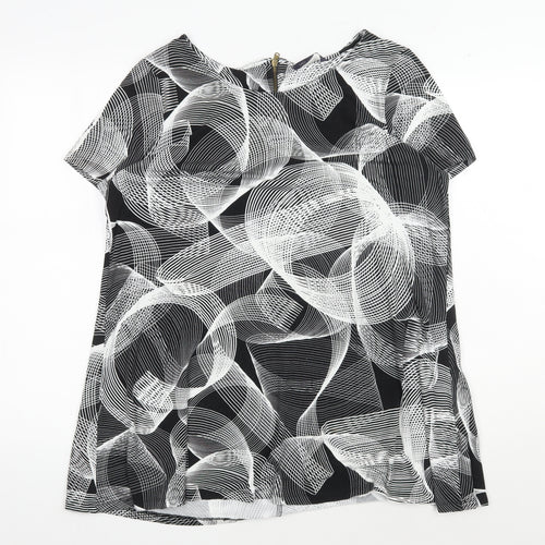 Women's Black Geometric Print Blouse, Size 18