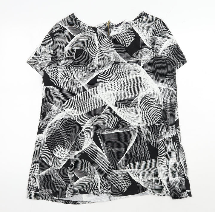 Women's Black Geometric Print Blouse, Size 18